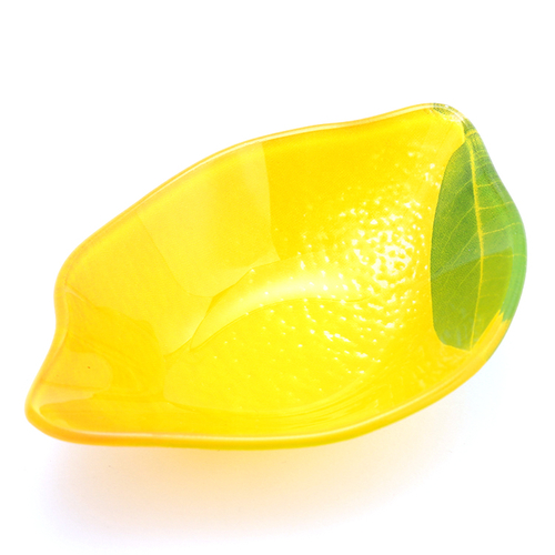 「ガラスフルーツボウル レモン」価格：352円／サイズ：W12.7×D9×H2.7cm