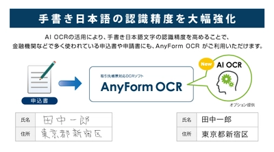 ハンモック、OCRソフトにAI OCRを搭載した新バージョン 「AnyForm OCR Ver.5.2」のリリースを発表　 手書き日本語の認識精度を大幅に強化し、申込書などの帳票にも活用