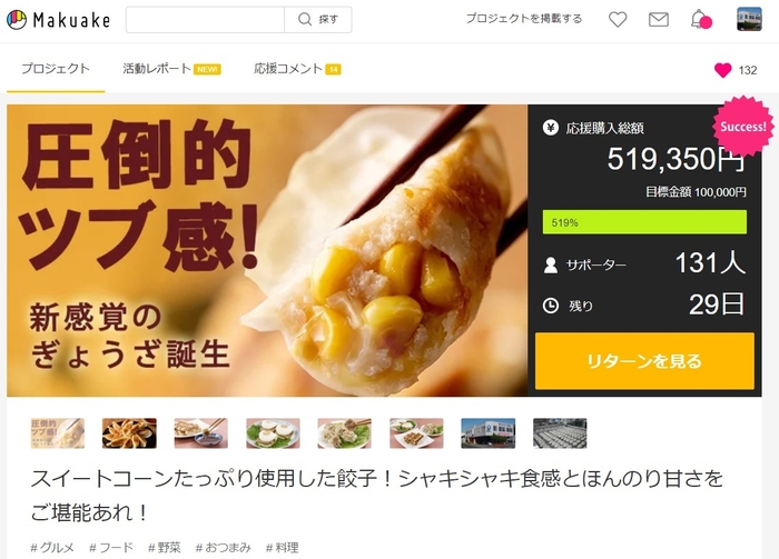 Makuakeプロジェクト商品ページ