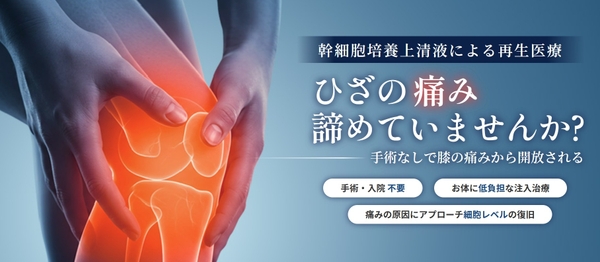 手術なしで膝の痛みから開放される幹細胞培養上清液による再生医療　ひざの痛み諦めていませんか?