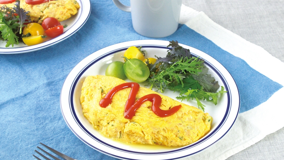 オリジナルレシピ　めんツナふわふわチーズオムレツ