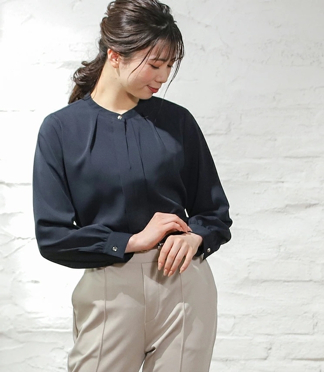 ハニーズオンラインショップ／バンドカラーブラウス 