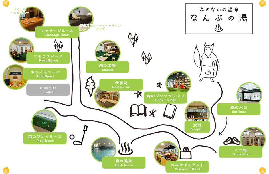 森のなかの温泉 なんぶの湯 館内MAP