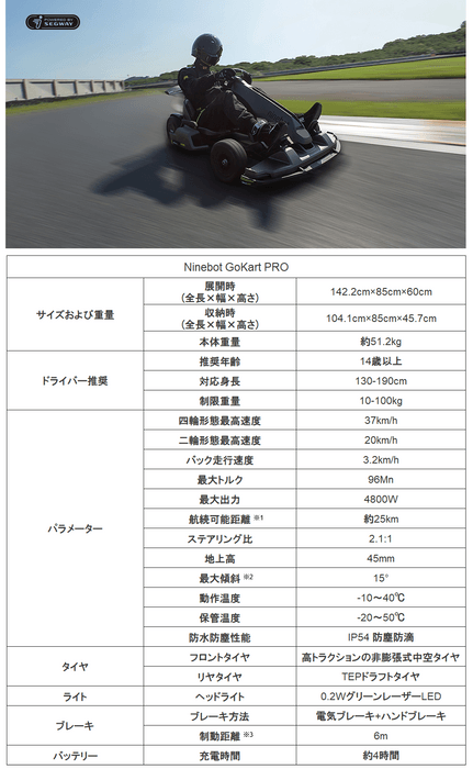 Ninebot Gokart PRO　仕様