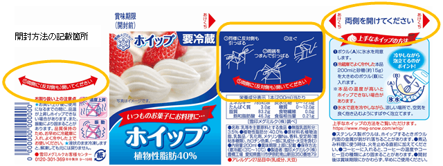 開封方法の記載箇所