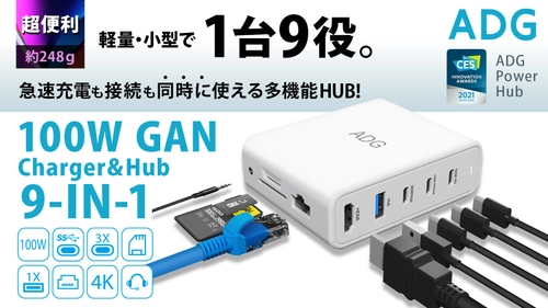 “9つのポートを同時に使える”ACアダプタ＋多機能HUB、 Makuakeにて予約受付中　 現在、目標金額の約2,580％を突破！