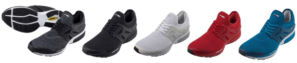 「パワークッション111」左からグレー、ブラック、ホワイト、レッド、マリンブルー