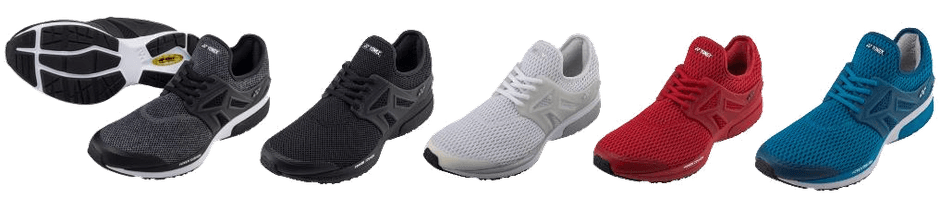 「パワークッション111」左からグレー、ブラック、ホワイト、レッド、マリンブルー