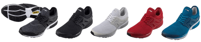 「パワークッション111」左からグレー、ブラック、ホワイト、レッド、マリンブルー