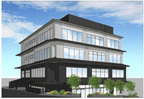 京阪伏見桃山ビル 外観(イメージ) 酒蔵をモチーフに、周囲の景観に配慮したデザイン