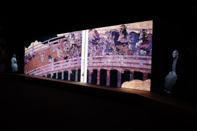 「未来の博物館」会場内での同コンテンツ上映の様子 (2022年、東京国立博物館)