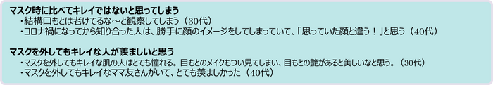 「相手がマスクを外す瞬間に思うこと」や「相手がマスクを外したときに見てしまった顔のパーツについて、相手と話したこと」などのエピソードはありますか