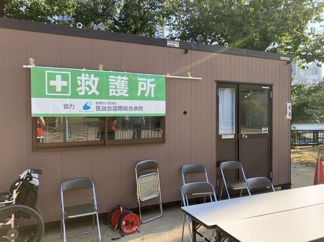 船渡御本部に設置された救護所