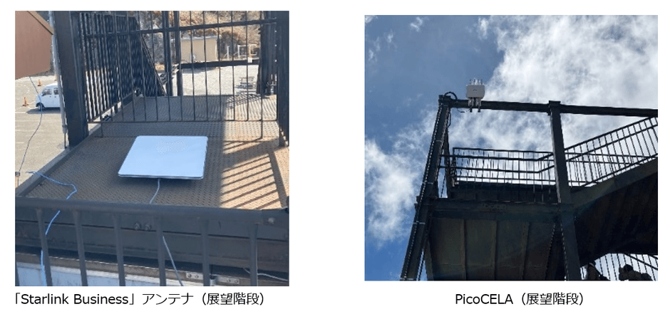 「Starlink Business」アンテナ(展望階段)・PicoCELA(展望階段)