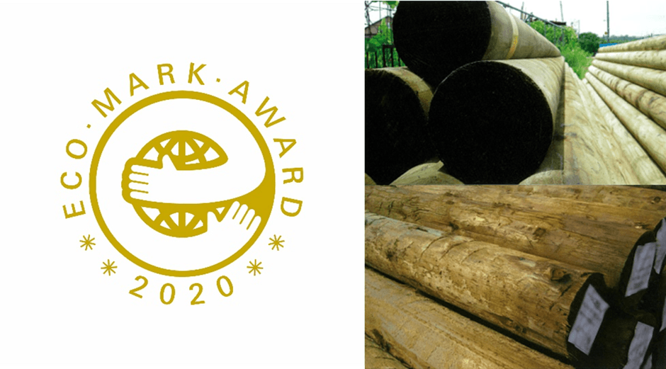 左：エコマークアワード2020ロゴ、右：環境パイル