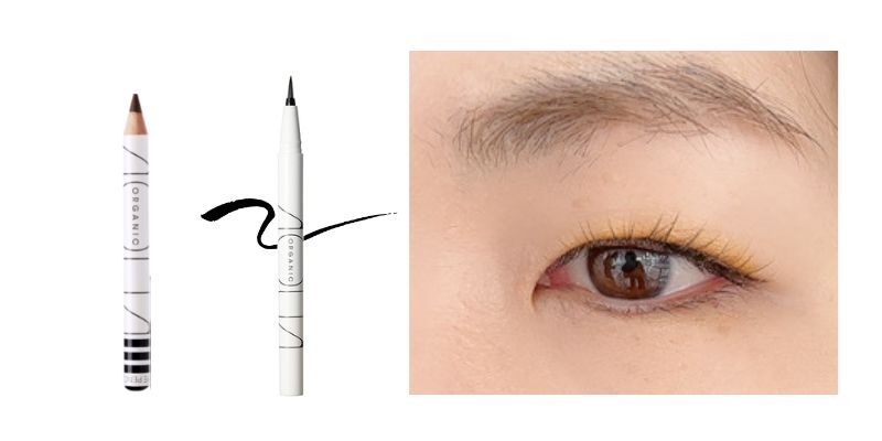 既存商品：オーガニックアイペンシル　02ブラウン（左）／既存商品：オーガニックリキッドアイライナーブラック（右）