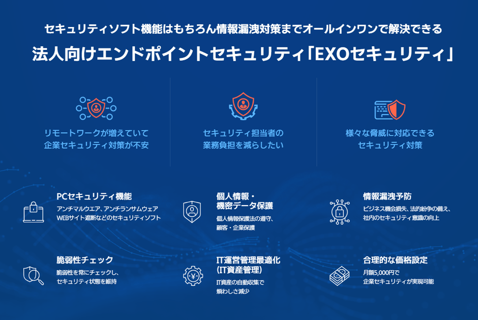 法人向けエンドポイントセキュリティ「EXOセキュリティ」