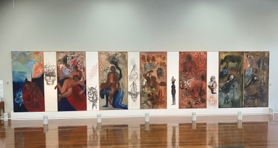 アジア美術館で展示されている「ナリニ・マラニ《略奪された岸辺》(1993年)」