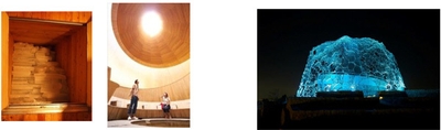 (左)冷風体験 (右)六甲山光のアート「Lightscape in Rokko」