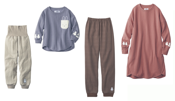 【ミッフィー】肌側綿100%ニットキルトあったか長袖パジャマ メイン画像