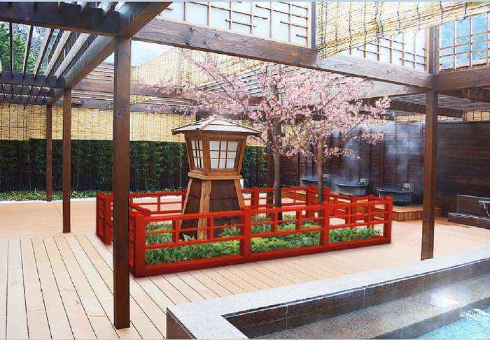 露天風呂 植栽イメージ(春:桜)