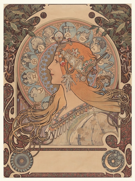 アルフォンス・ミュシャ《黄道十二宮》　1896年　カラーリトグラフ　ミュシャ財団蔵　(C)Mucha Trust 2020