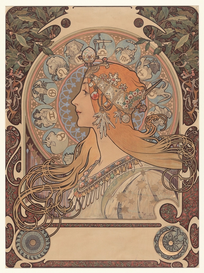 アルフォンス・ミュシャ《黄道十二宮》　1896年　カラーリトグラフ　ミュシャ財団蔵　(C)Mucha Trust 2020