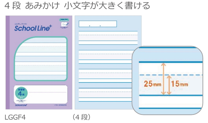 英習罫 4段 あみかけ 小文字が大きく書ける LGGF4