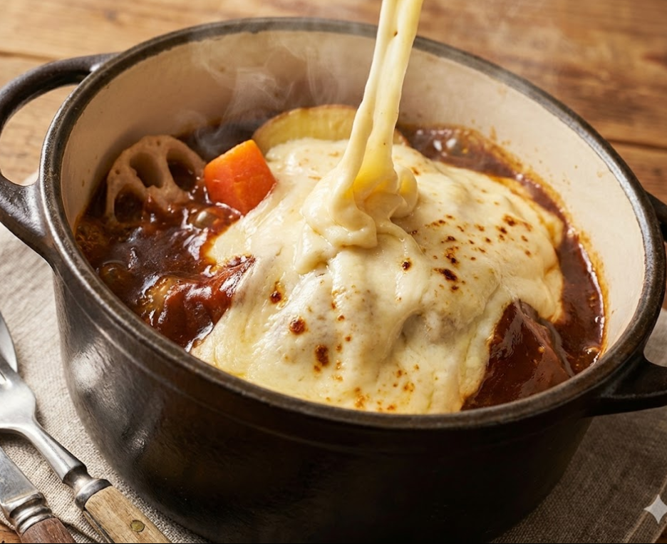 とろとろチーズのデミグラスハンバーグ煮込み