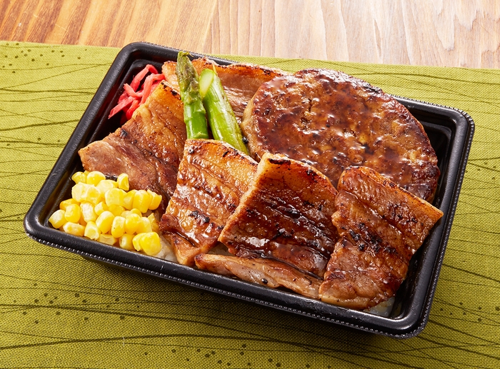 十勝豚丼こうふく「道産ハンバーグとバラ肉の豚丼」