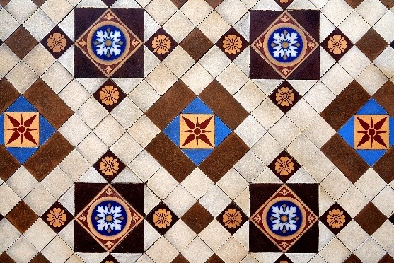 洋館1階ベランダ:ミントンタイル