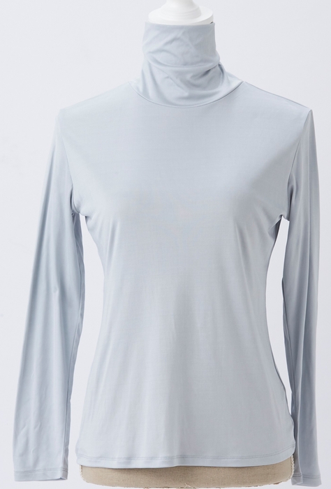 ハイネック長袖シャツ グレー