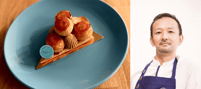 「l'atelier de nono」　シェフパティシエ 野々山 裕司氏と「サントノレ プラリネノワゼット」プティガトー 980円