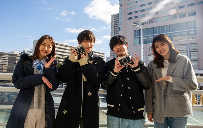 左から 岡本愛衣(HOMEアナウンサー)、小西詠斗、曽田陵介、塚本恋乃葉