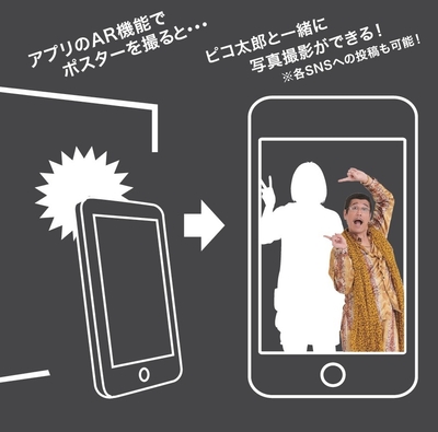 アプリのARカメラでピコ太郎と写真が撮れる^^