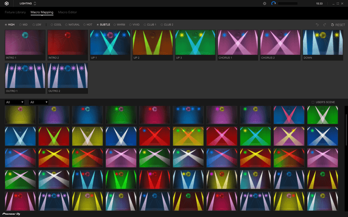 思い通りの照明演出へと容易にカスタマイズできる「MACRO MAPPING」