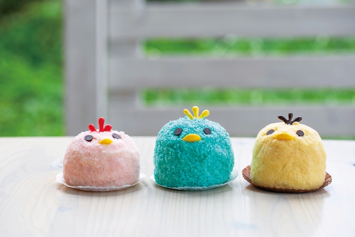 左から いちごぴよさん・チョコミントぴよさん・ぴよさん