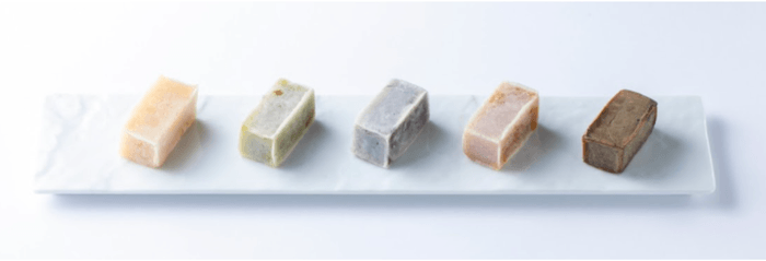 イロドリキンツバ 左からミルク、ズンダ、アズキ、カボチャ、コーヒー