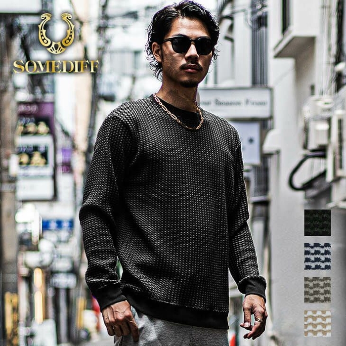 SOMEDIFF/サムディフ 2トーンワッフルトレーナー