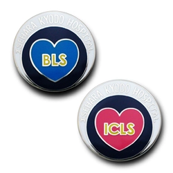 ◆PINS FACTORY（ピンズファクトリー）◆　ピンズ実例No.994伊勢原協同病院　様　「BLS・ICLSコース受講修了者用配布バッジ」★地域住民の健康を守る人たちがスキルの証として身に着ける修了章