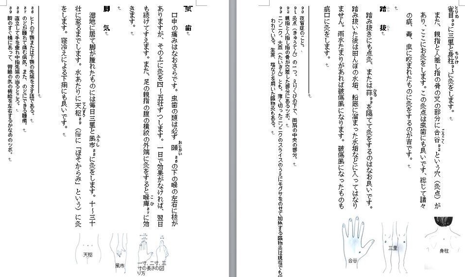 ツボに関しての補足部分