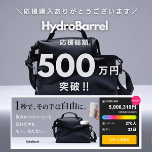 ＜開始わずか10日で500万円突破＞ 話題の“手ぶらバッグ”HydroBarrel　 想定を超える反響で実店舗展開も視野に