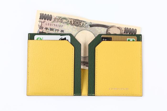 二つ折りウォレット(グリーン＆イエロー)
