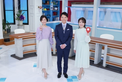 左から 小嶋沙耶香・吉弘 翔・野村 舞 (HOMEアナウンサー)