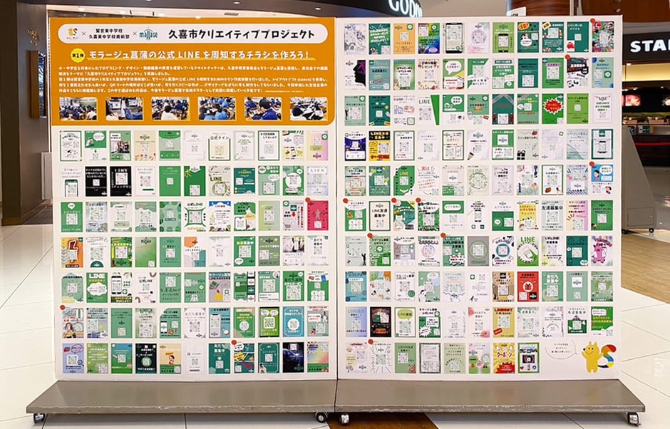 こどもたちが制作した作品を商業施設内で展示した事例