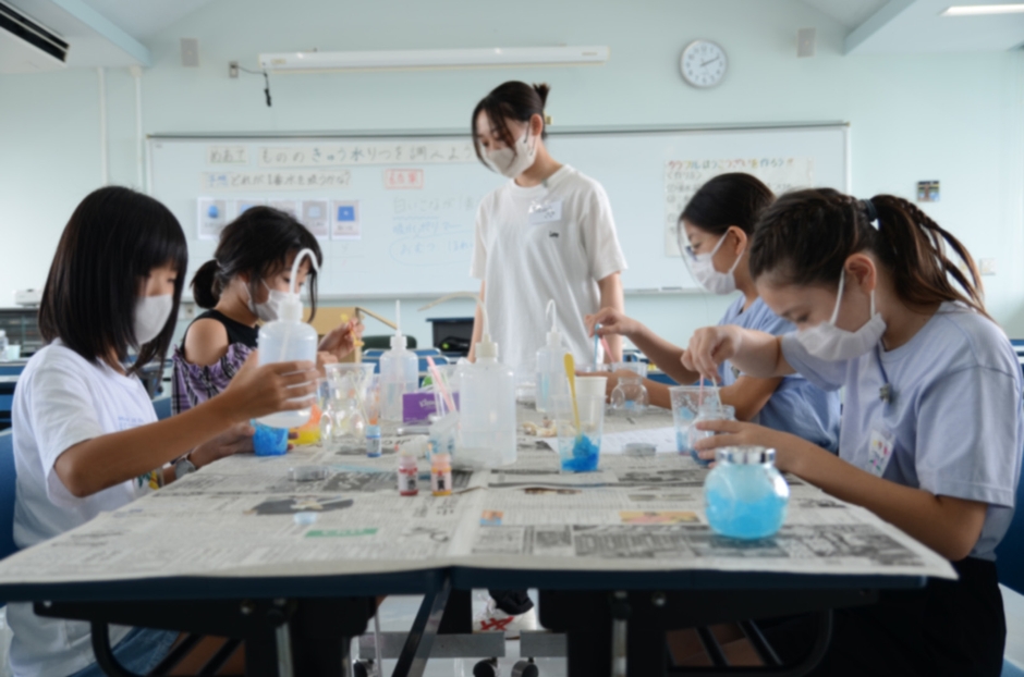 2022年8月 館山プログラム 理科「ものの吸水率を調べよう！」の様子