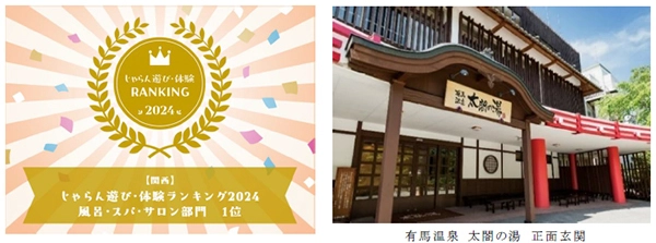 「じゃらん遊び・体験ランキング2024」 関西ブロックにおいて 有馬温泉 太閤の湯が 「風呂・スパ・サロン部門」1位を受賞 受賞記念特別入館プランを販売中