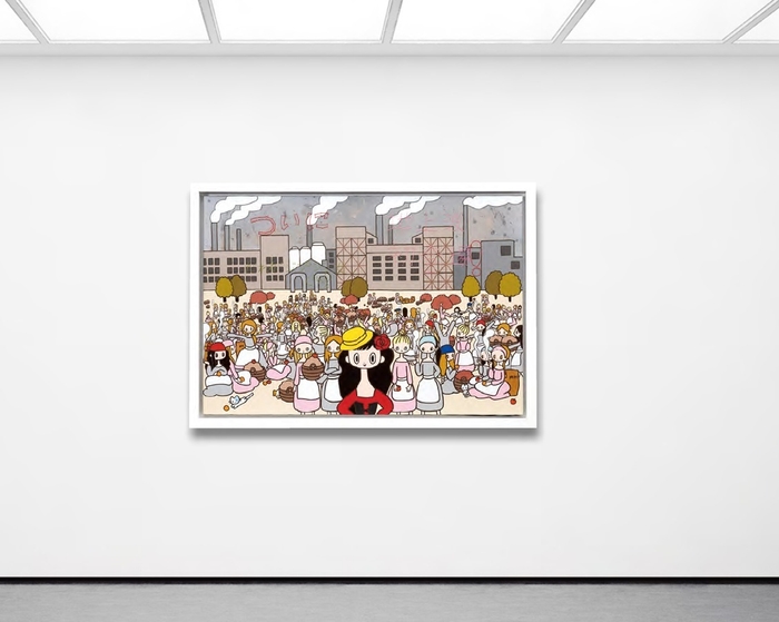 細川真希 「カルメン」 キャンバス・アクリル、糸、コラージュ