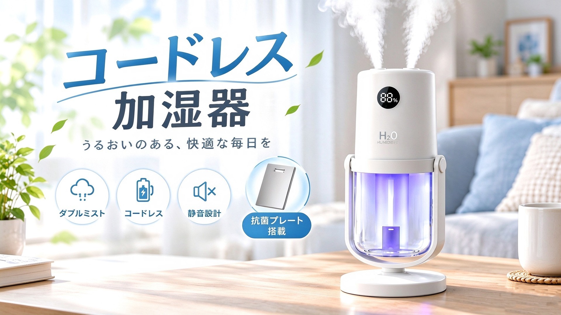 うるおいの、その前に。加湿器選びは「水まわりの清潔さ」へ。抗菌プレート×UV-Cライト搭載、LivelyLife「WT35」が提案する卓上加湿
