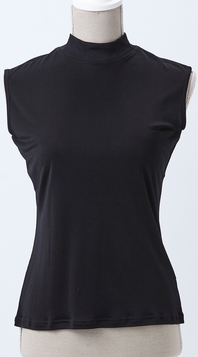 モックネックノースリーブシャツ 黒